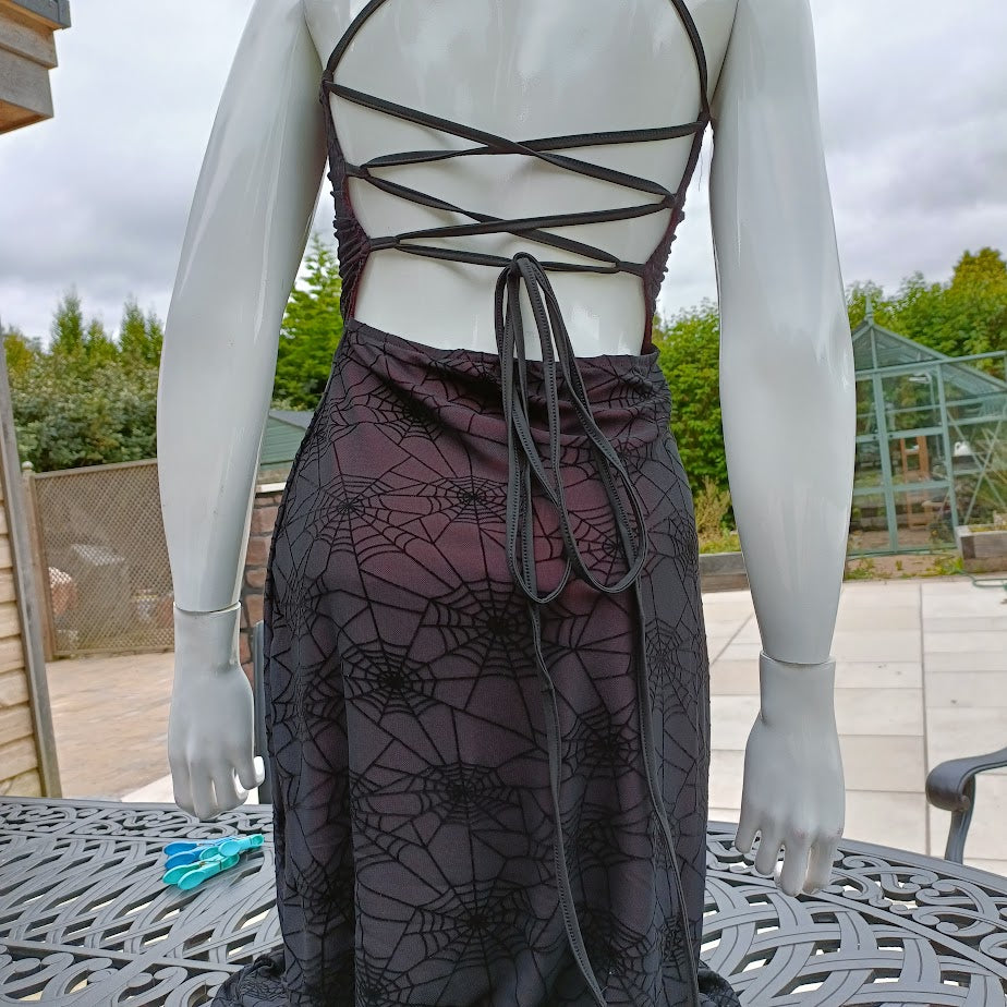 Goth Dress Burgundy Cobweb Vamp Queen