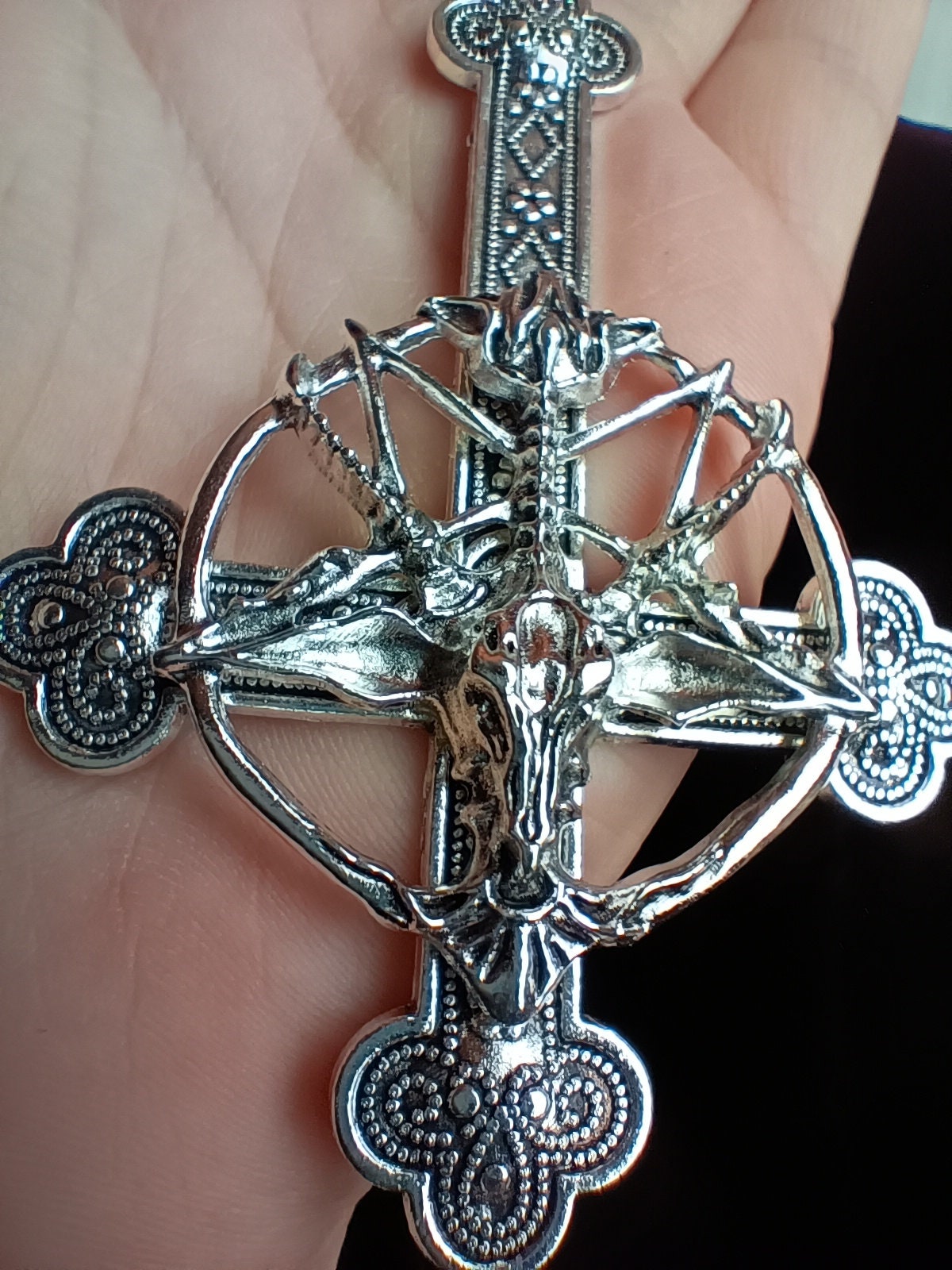 Baphomet Crucifix Earrings- Gothic Industrial Jewellery