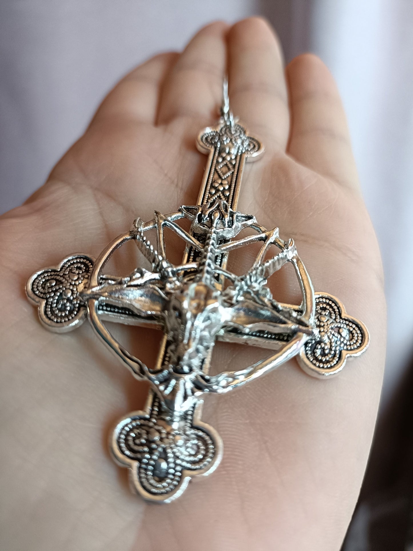 Baphomet Crucifix Earrings- Gothic Industrial Jewellery