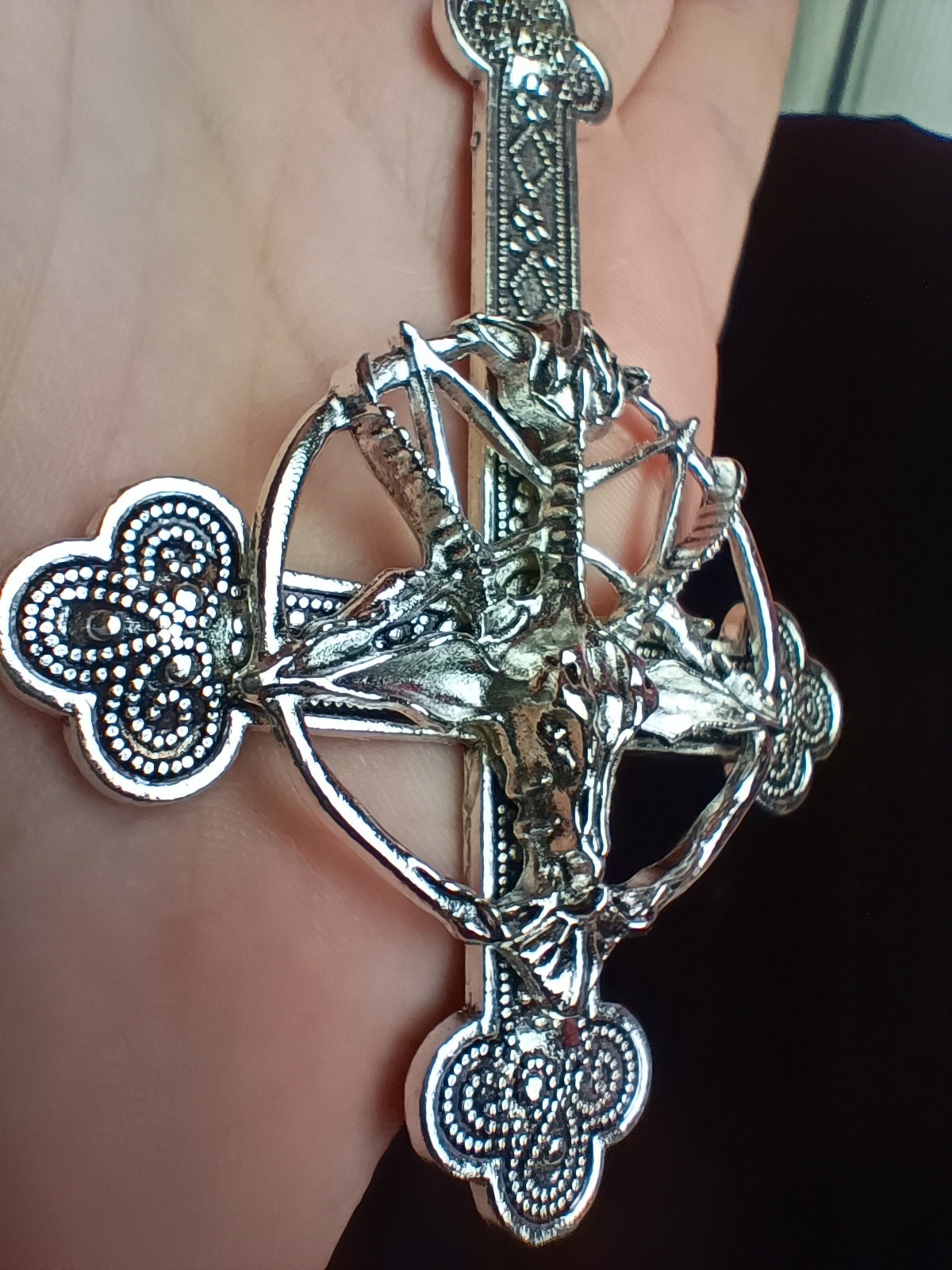 Baphomet Crucifix Earrings- Gothic Industrial Jewellery
