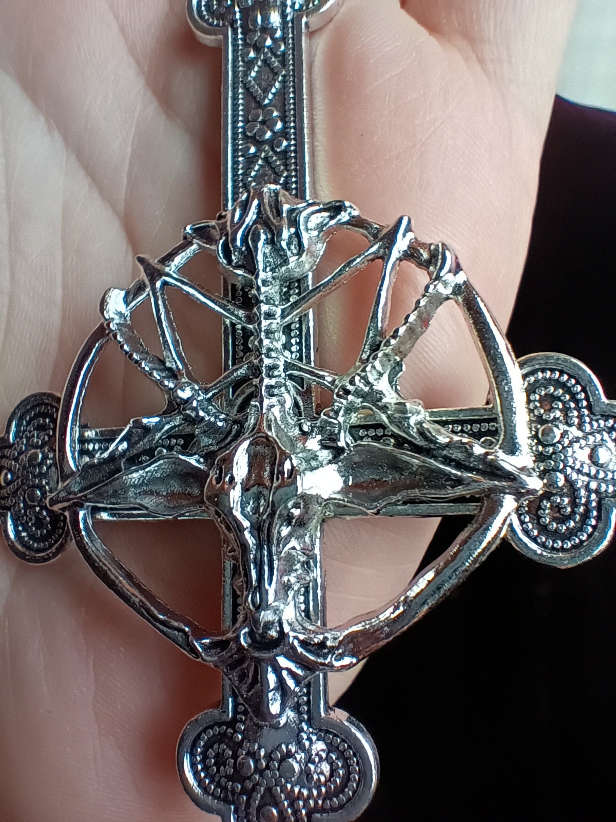 Baphomet Crucifix Earrings- Gothic Industrial Jewellery