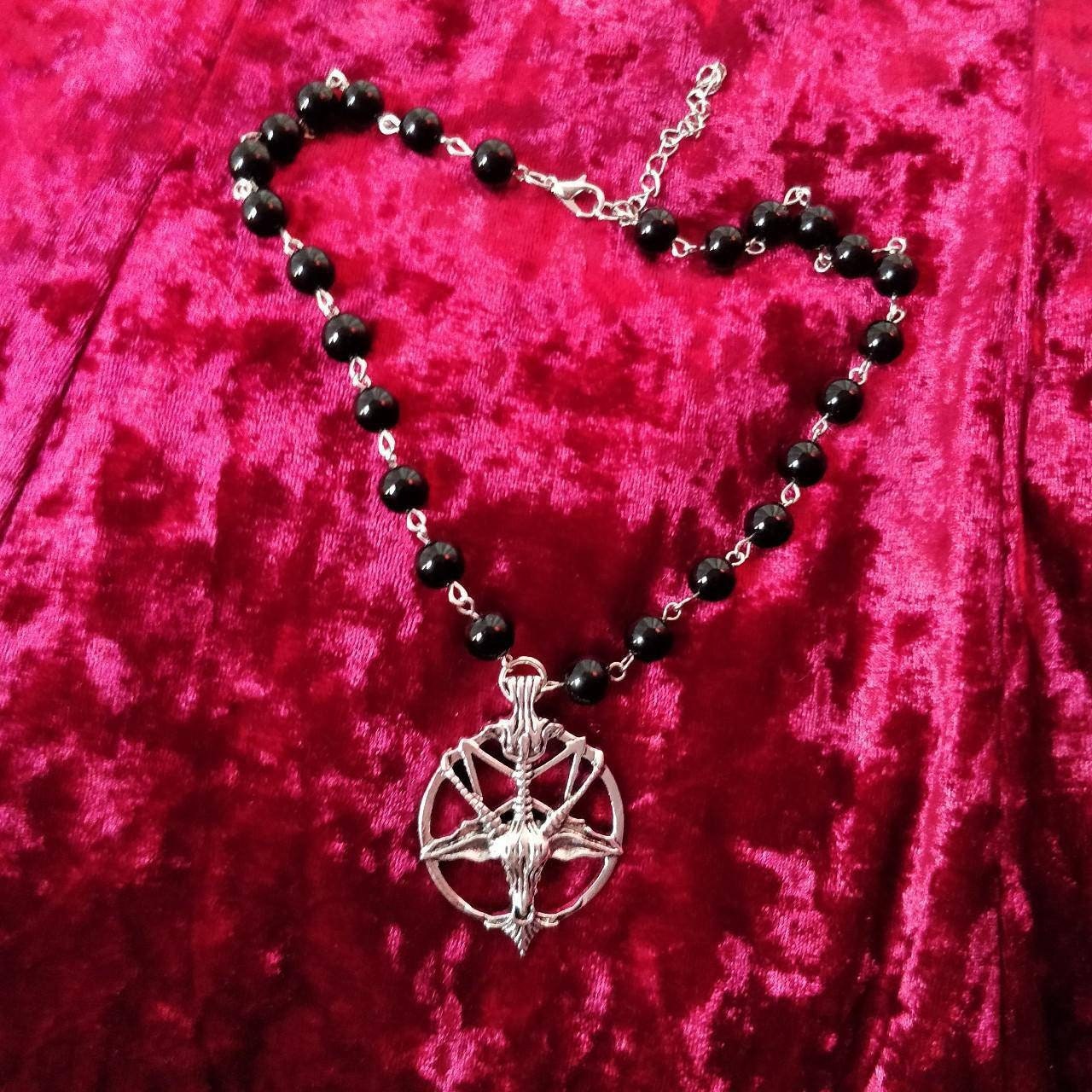 Baphomet Necklace Satanic Rosary Goth Choker
