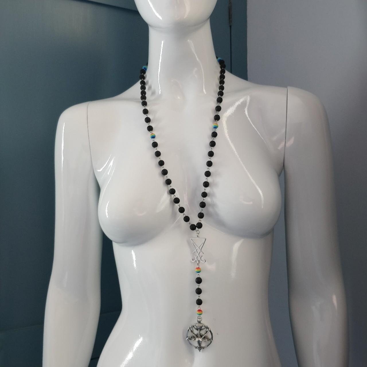 unisex satanic rosary prayer beads
