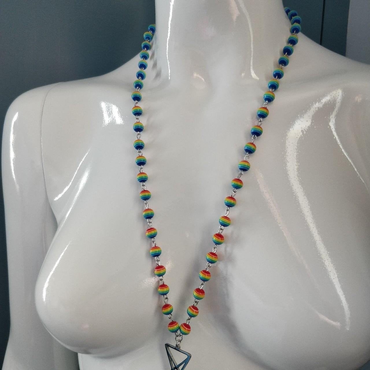 Baphomet Rosary with Rainbow Beads