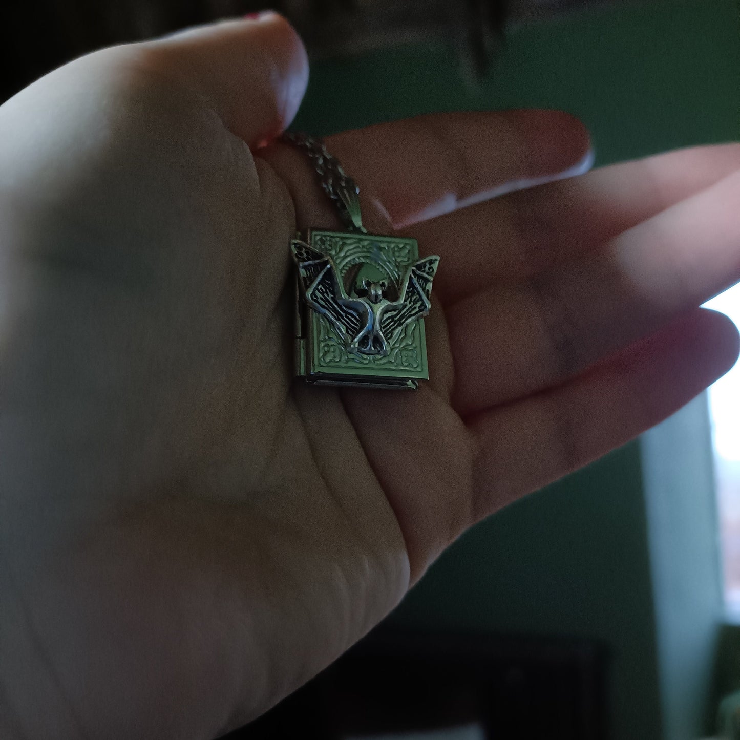 Bat Book Locket Necklace- Fantasy Whimsigoth