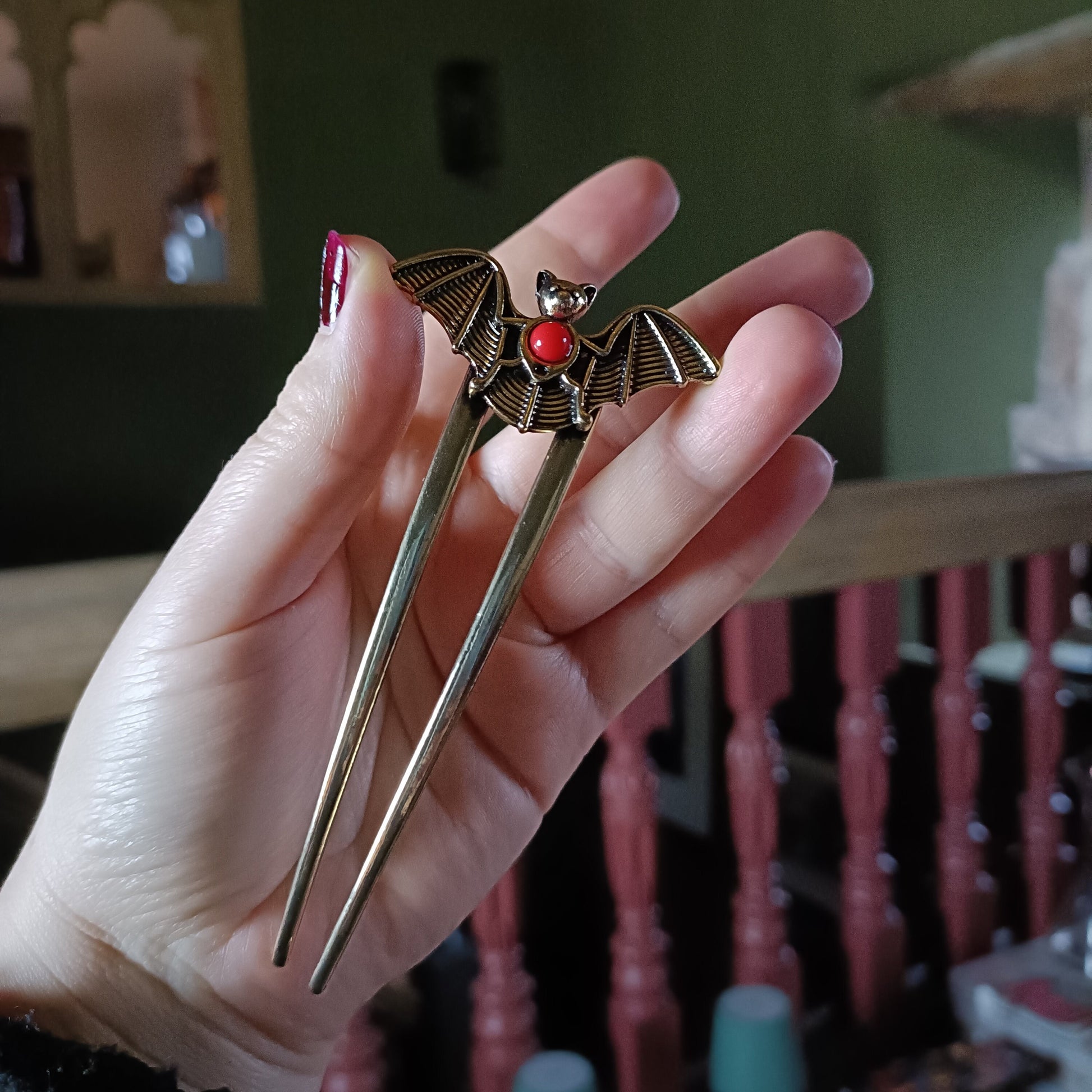 Bat Hair Stick- Retro Gothic
