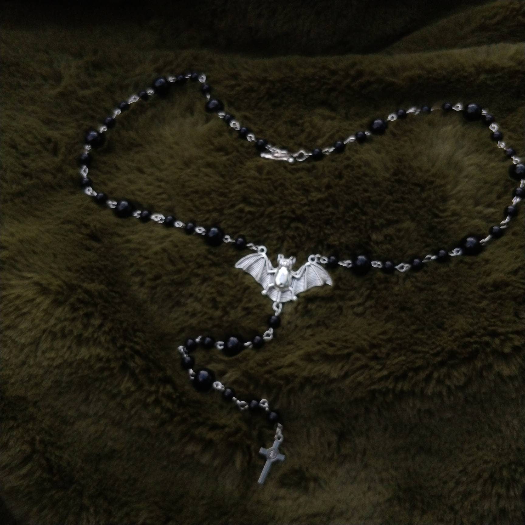 Bat and Crucifix Beaded Rosary