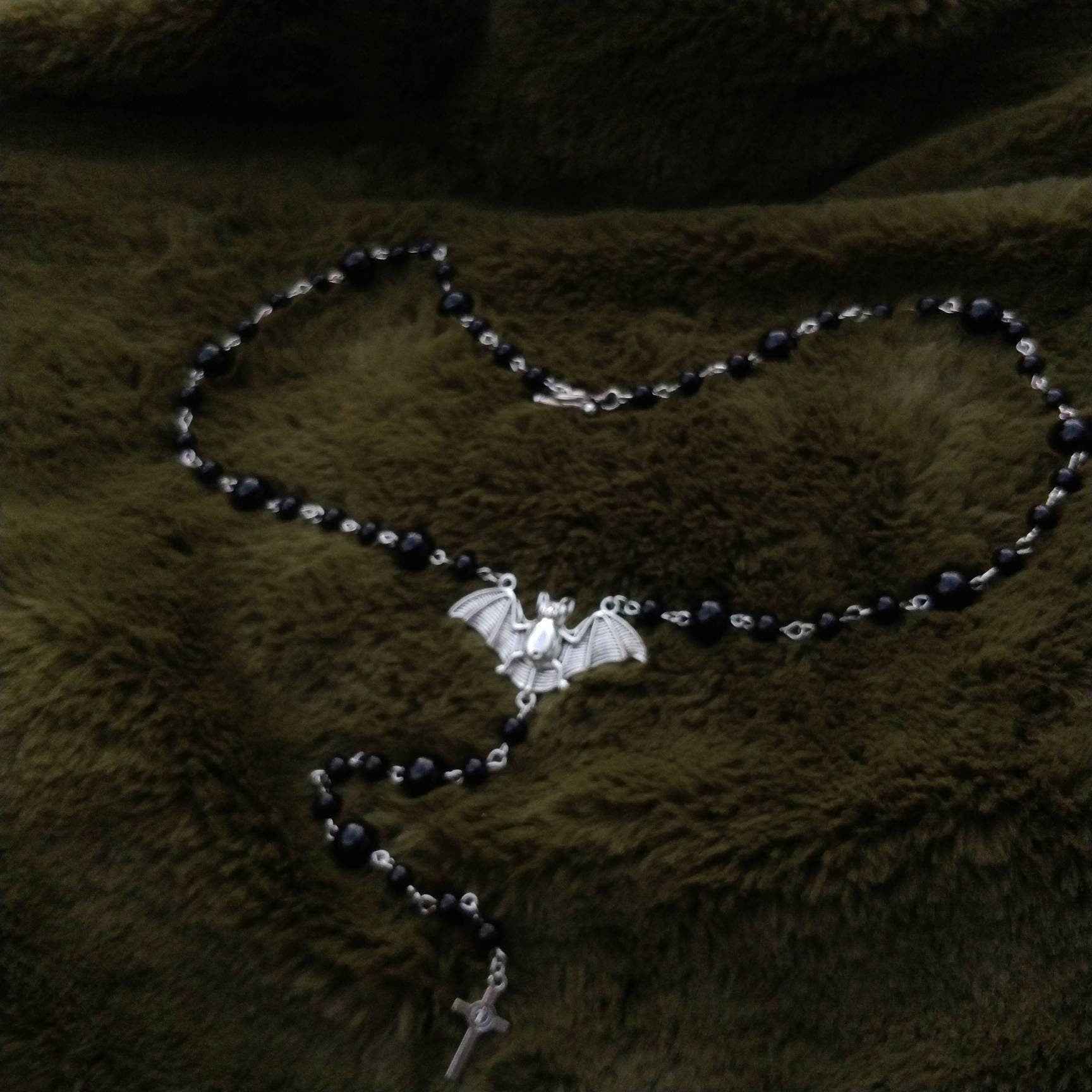 Bat and Crucifix Beaded Rosary
