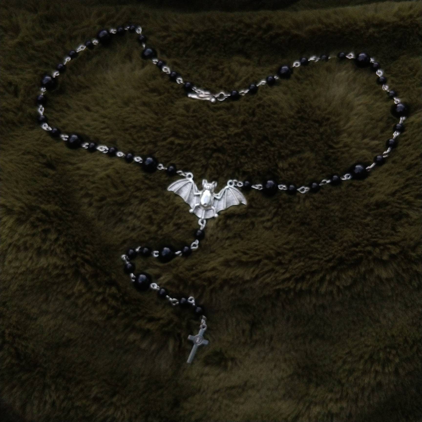 Bat and Crucifix Beaded Rosary
