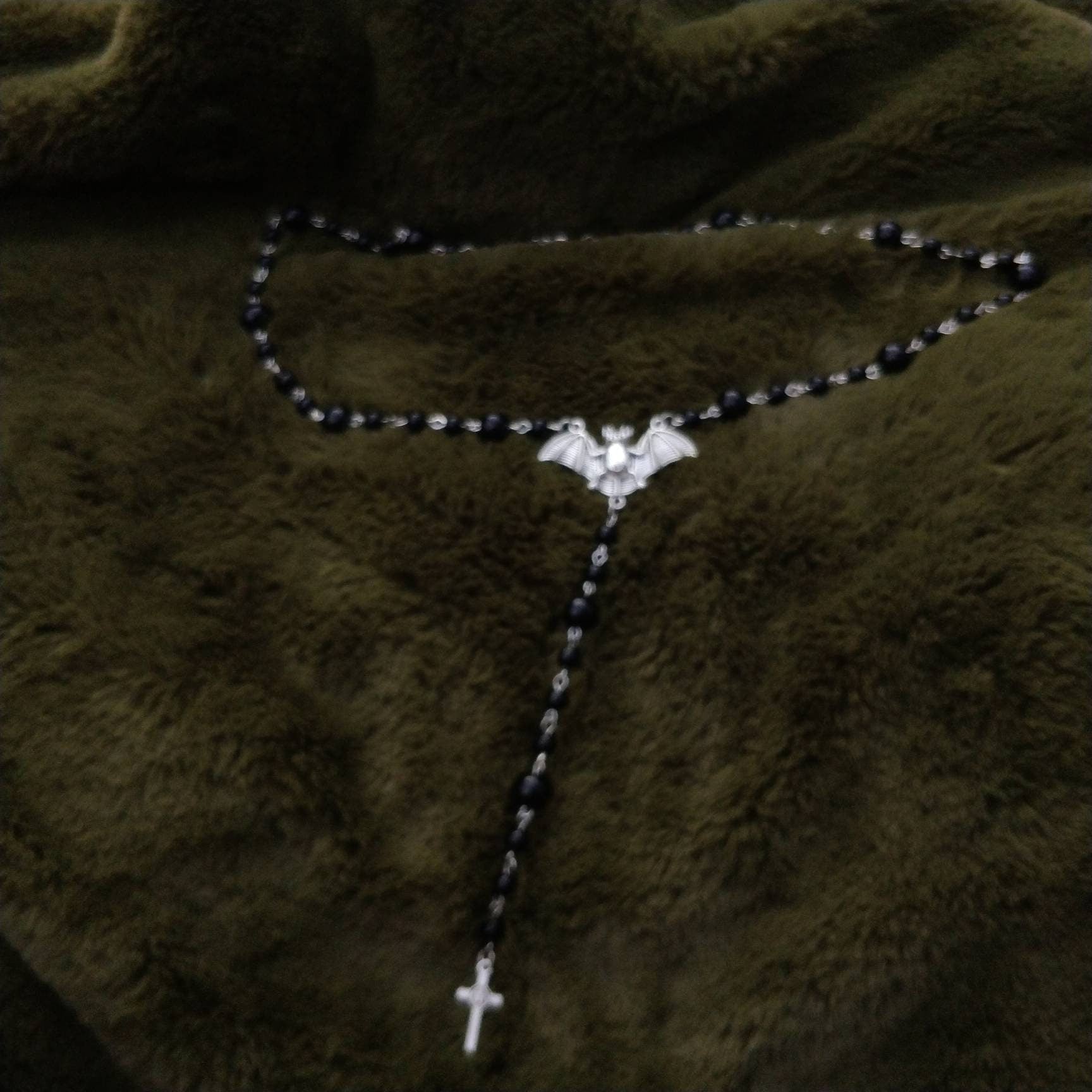 Bat and Crucifix Beaded Rosary