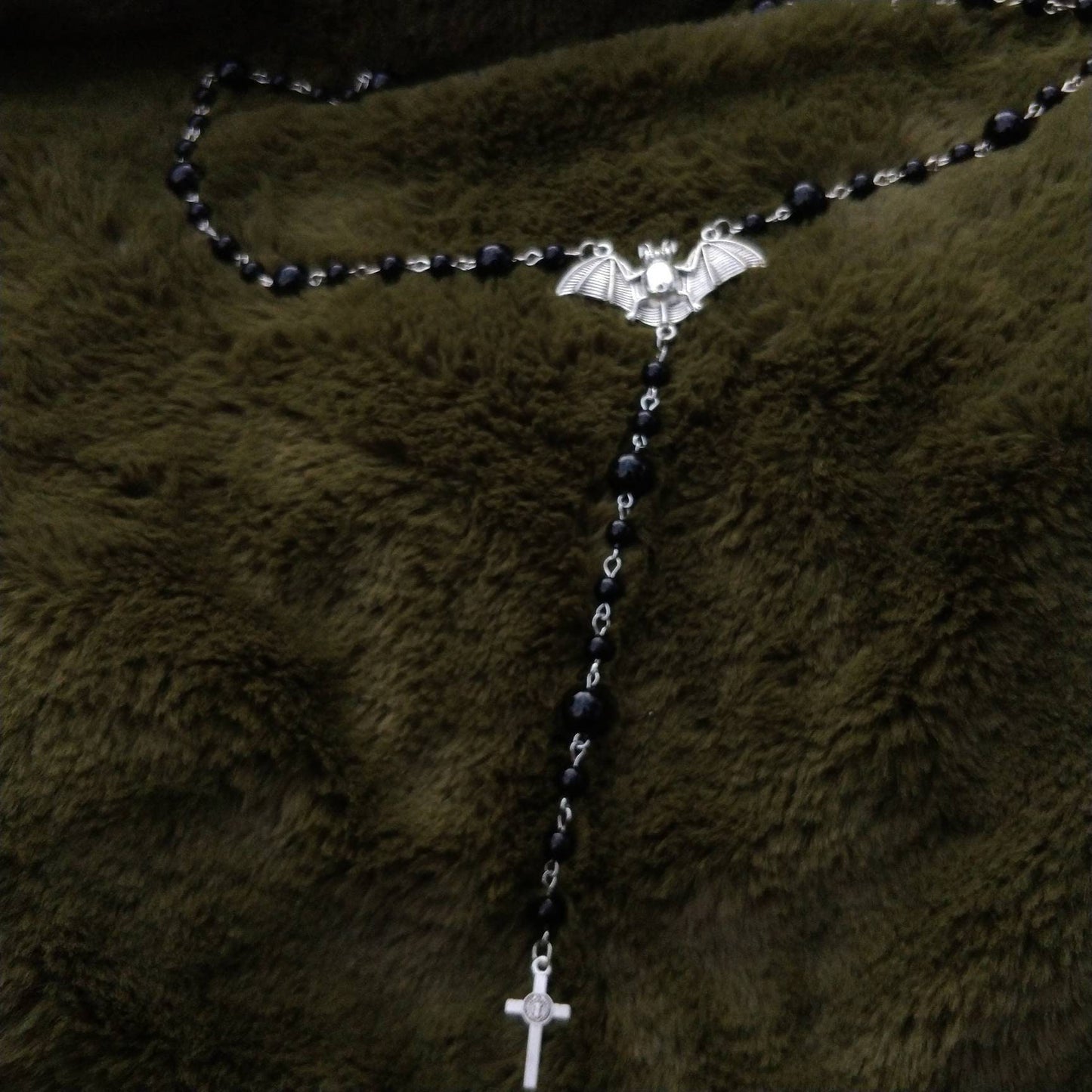 Bat and Crucifix Beaded Rosary