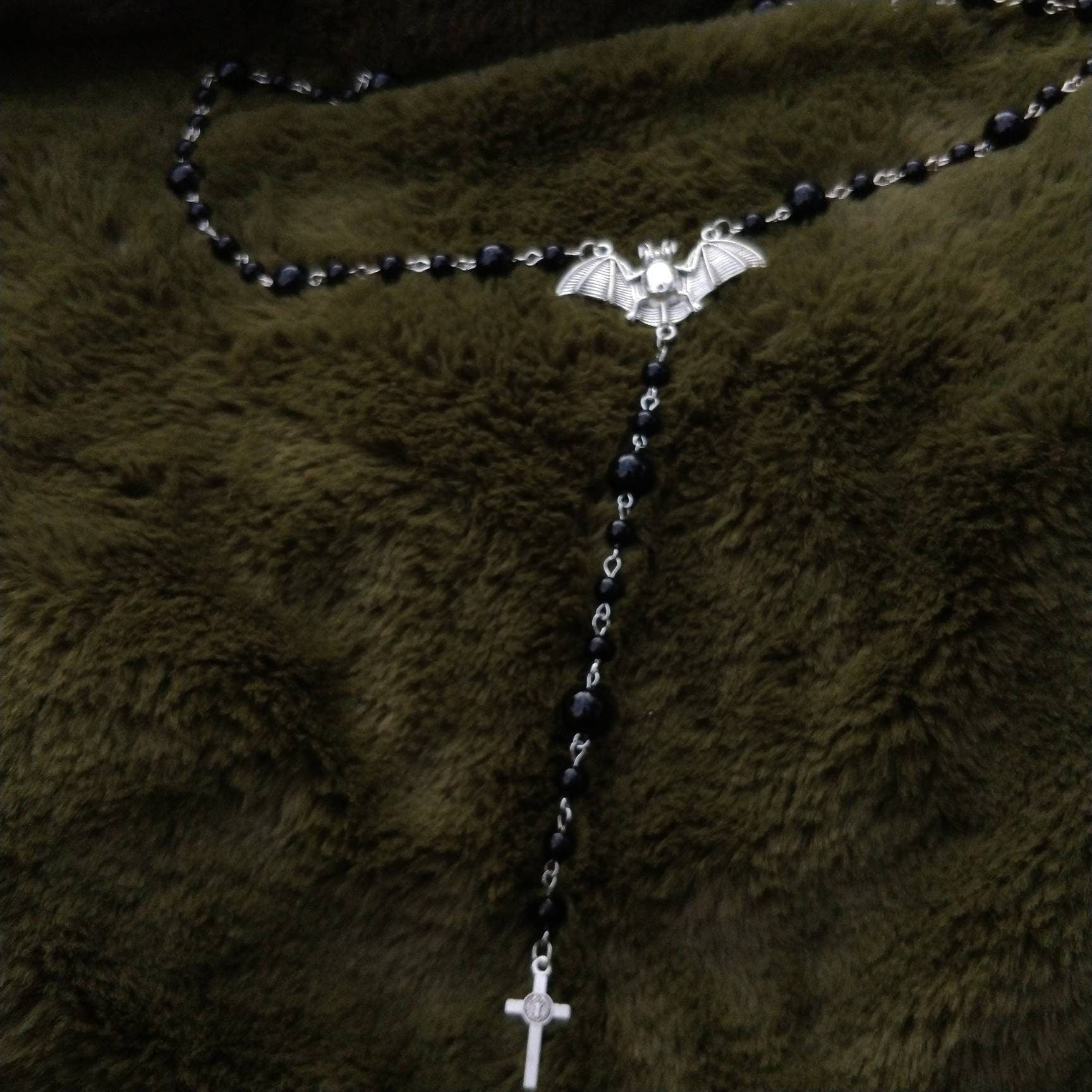 Bat and Crucifix Beaded Rosary