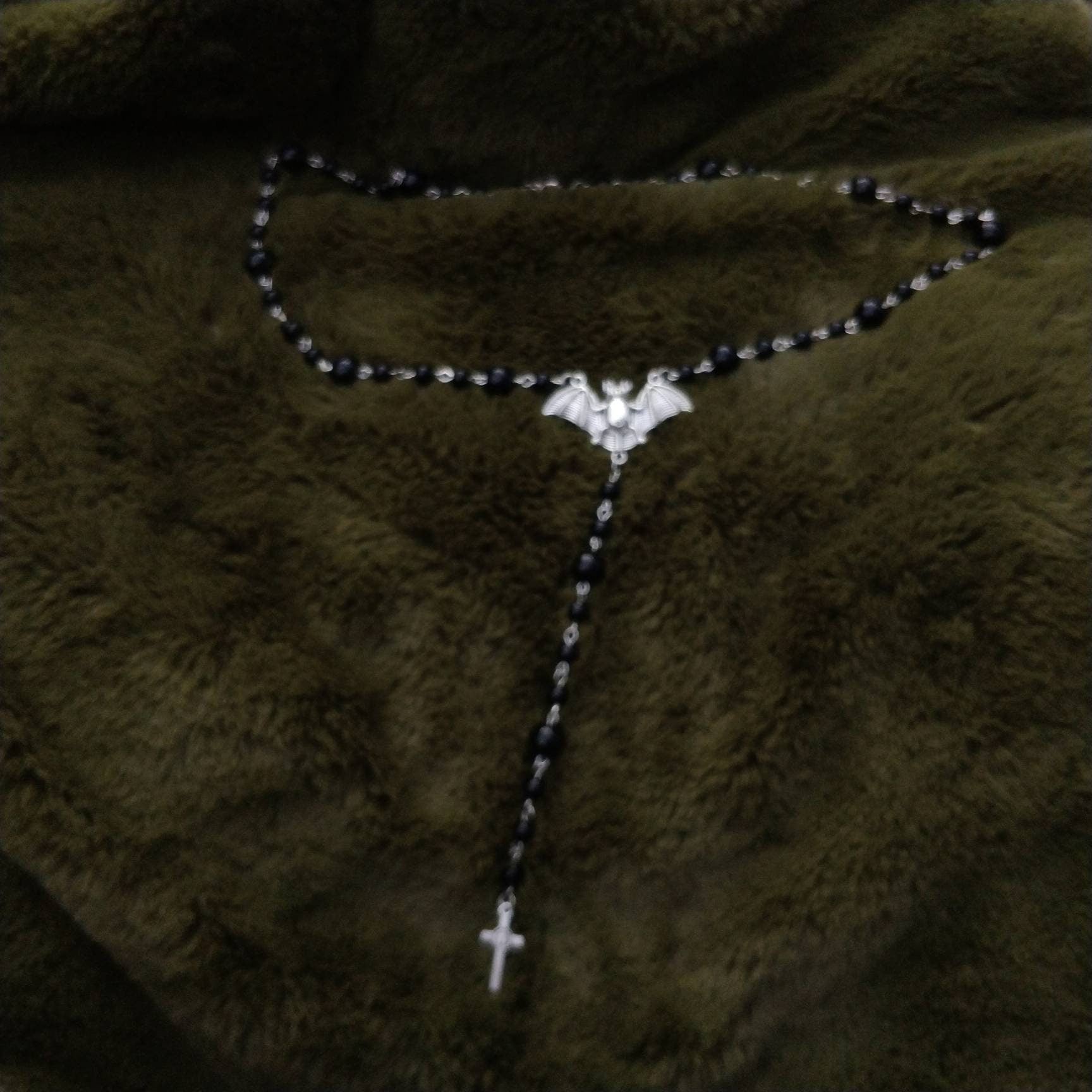 Bat and Crucifix Beaded Rosary