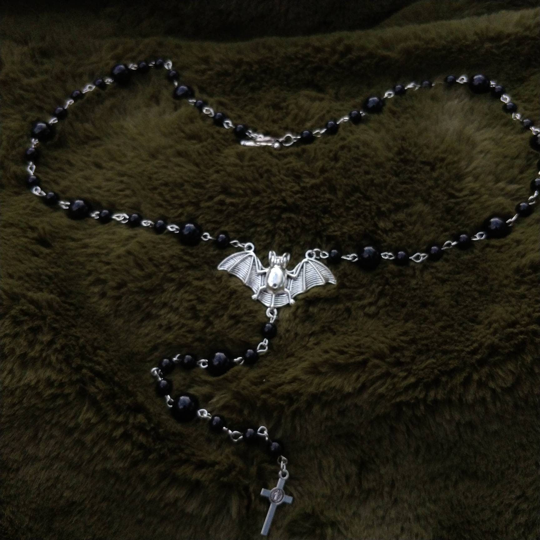 Bat and Crucifix Beaded Rosary