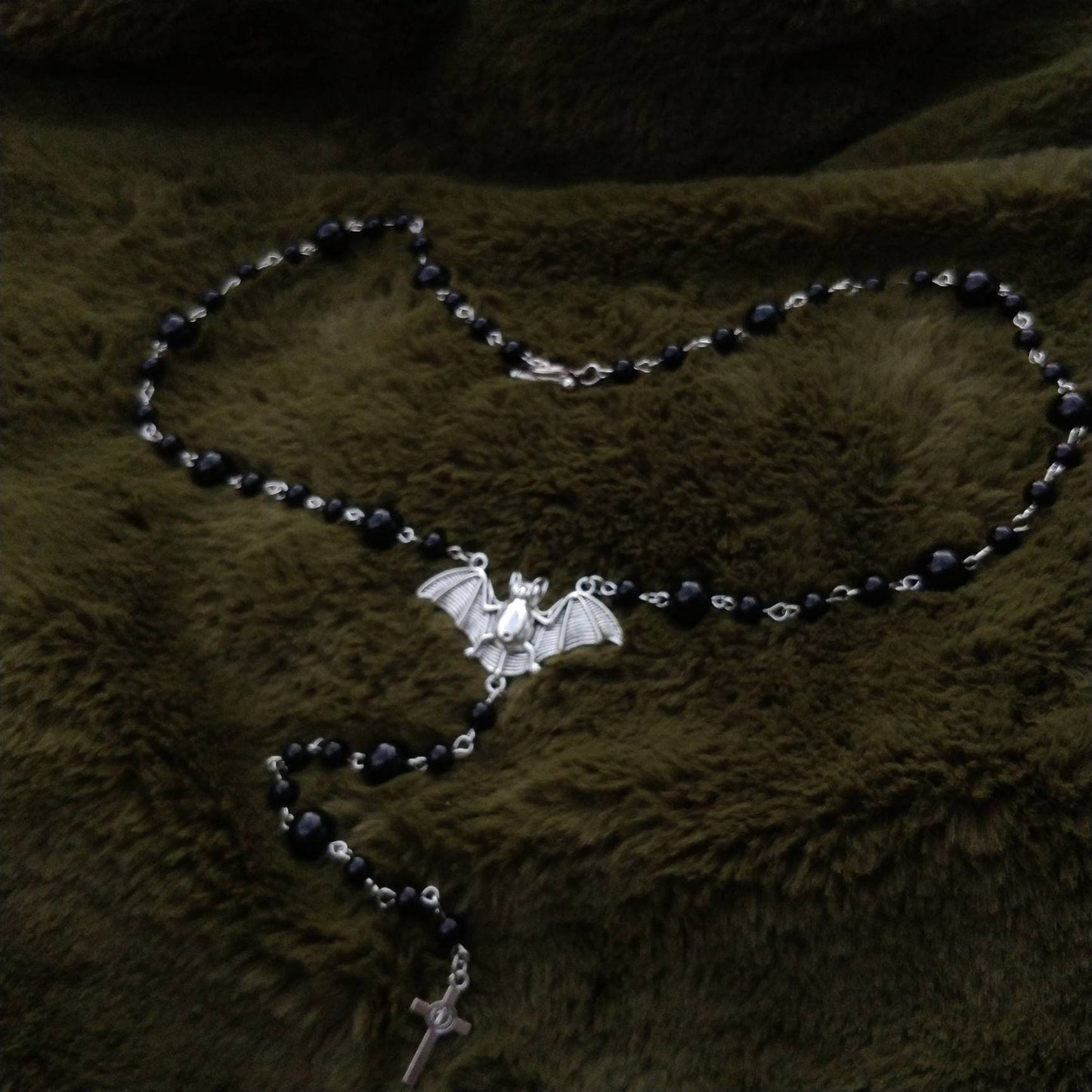 Bat and Crucifix Beaded Rosary