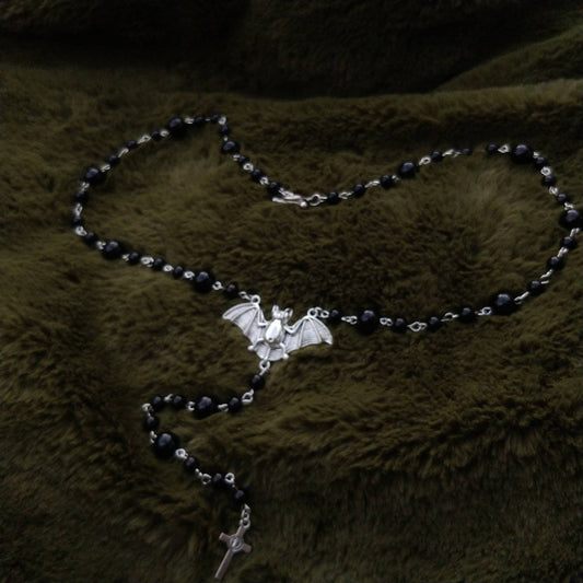 Bat and Crucifix Beaded Rosary