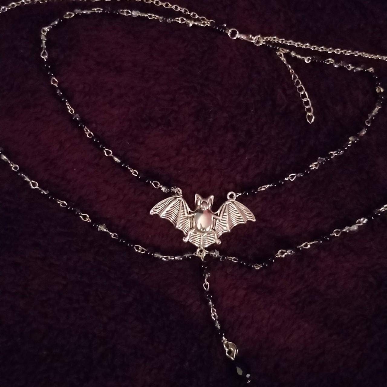 Beaded Bat Necklace Black or Red