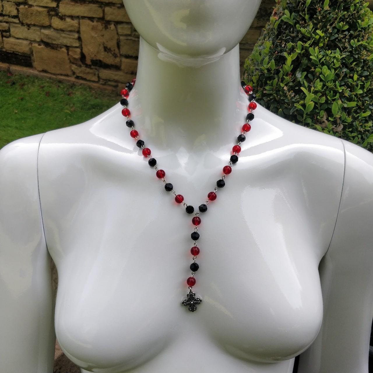 Black and Red Rosary- Goth Rosary-alternative jewellery