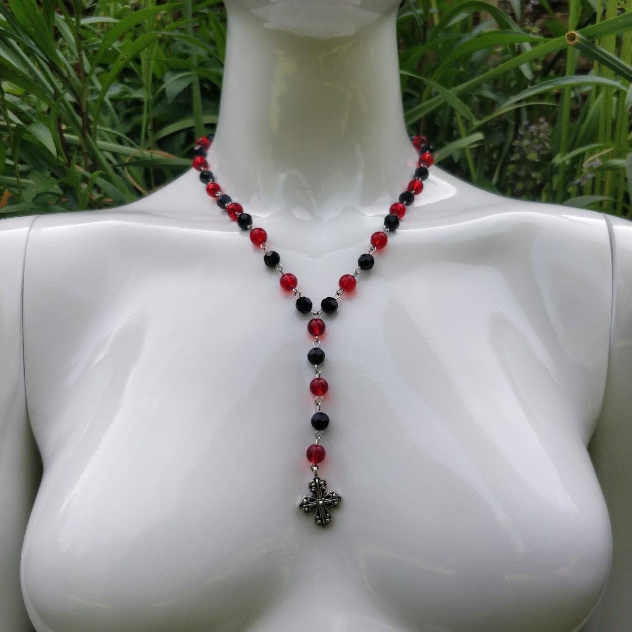 Black and Red Rosary- Goth Rosary-alternative jewellery