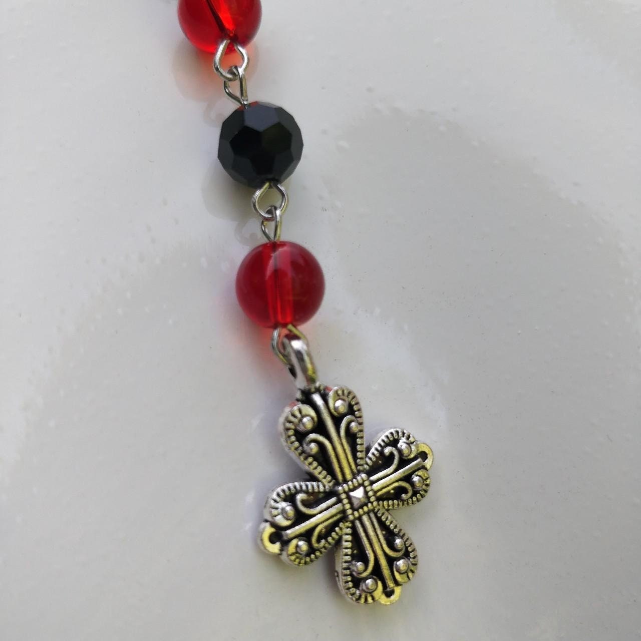 Black and Red Rosary- Goth Rosary-alternative jewellery