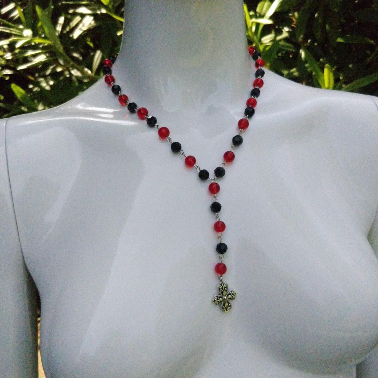 Black and Red Rosary- Goth Rosary-alternative jewellery