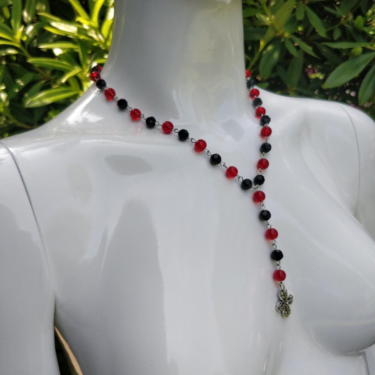 Black and Red Rosary- Goth Rosary-alternative jewellery