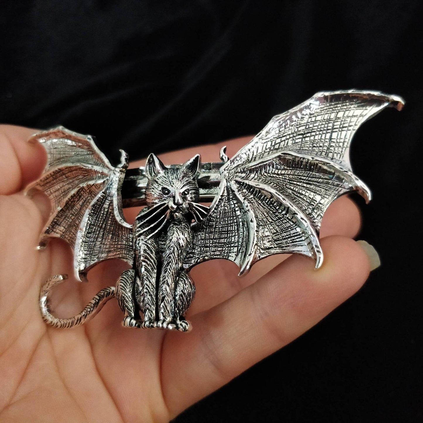 Cat Bat Barrette- Goth Hair Clip