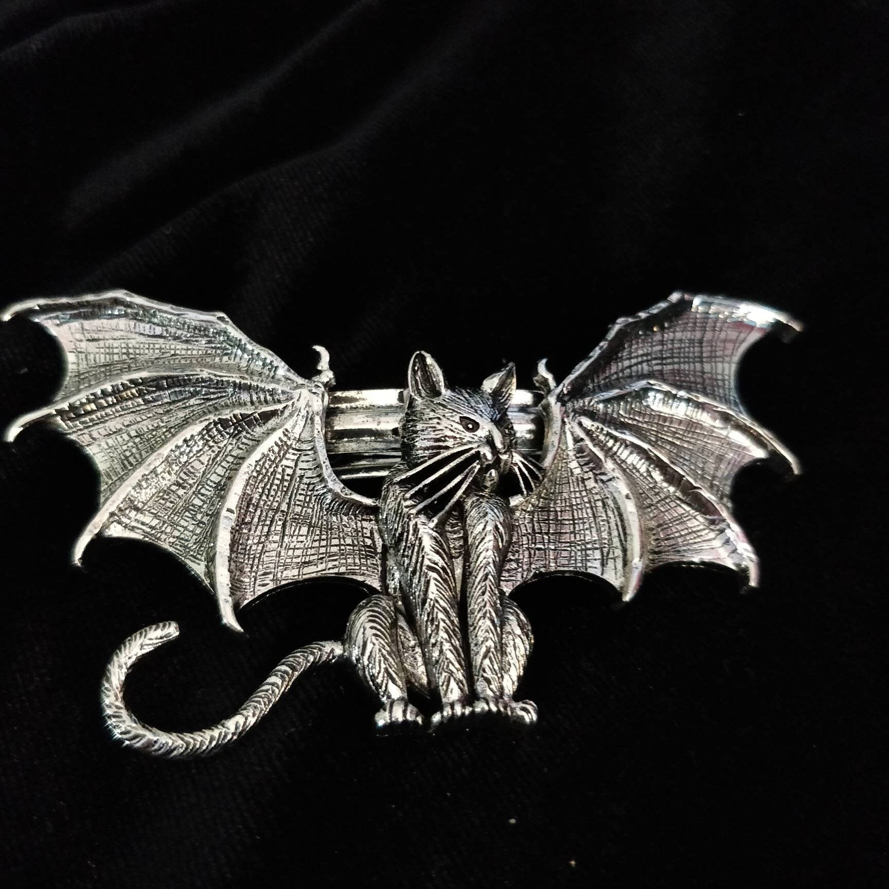 Cat Bat Barrette- Goth Hair Clip