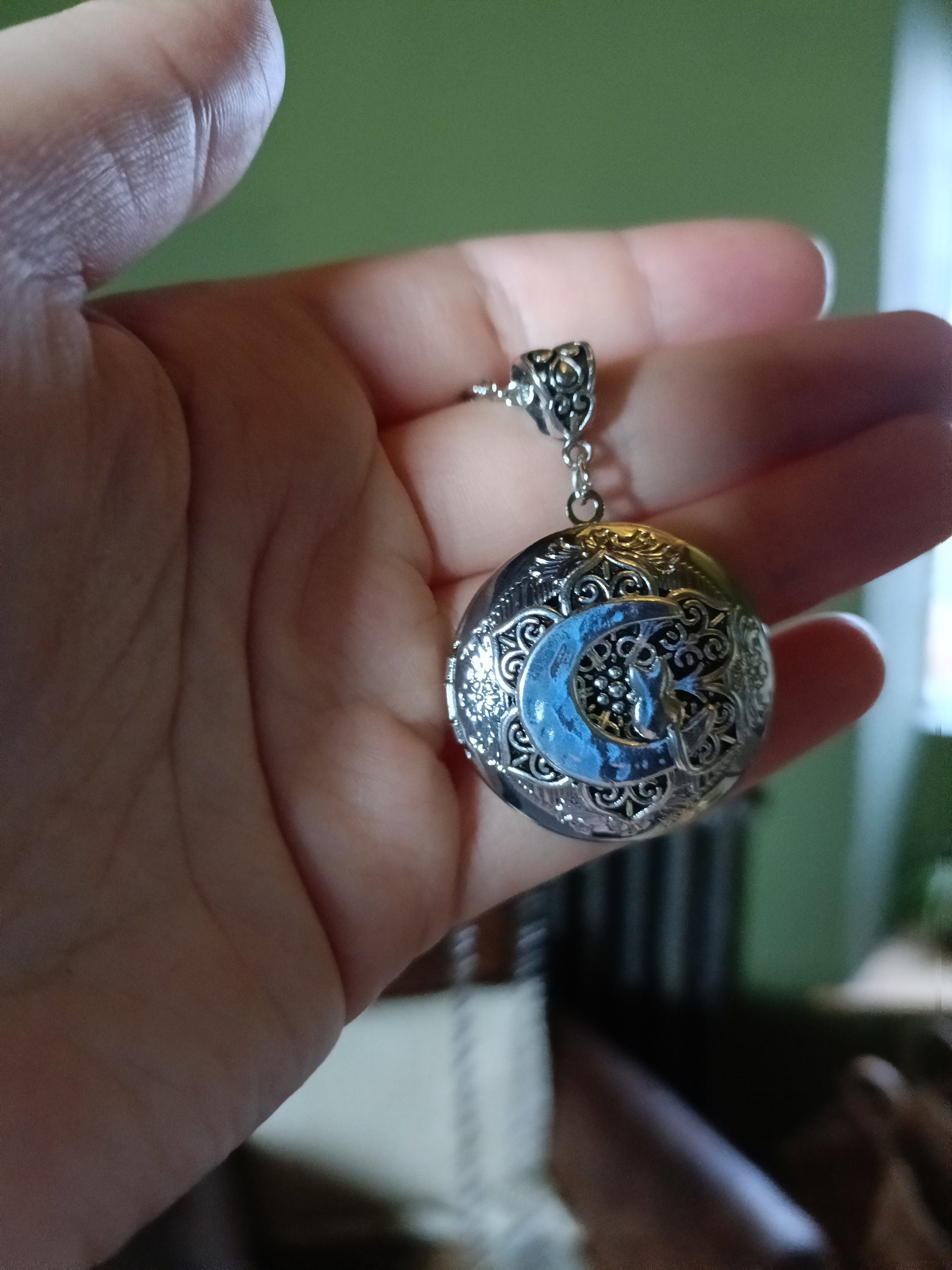 Cat on the Moon Locket Necklace- Whimsigoth photo locket