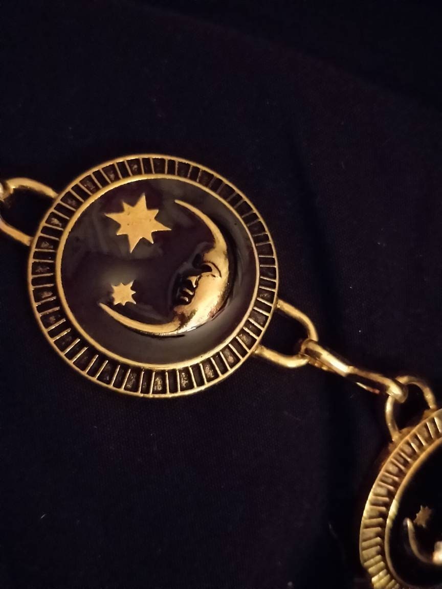 Celestial Belt - Moon and Stars, Black and Gold- Whimsigoth 90s