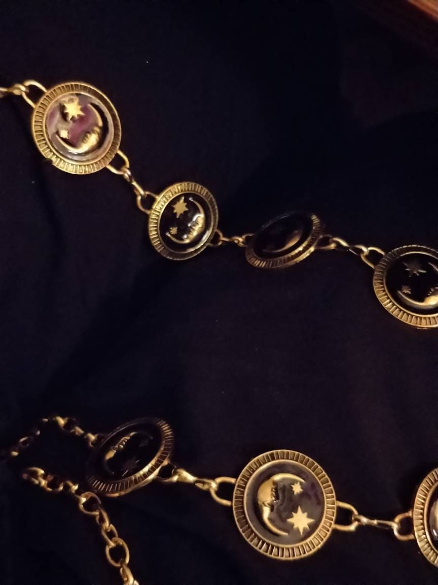 Celestial Belt - Moon and Stars, Black and Gold- Whimsigoth 90s