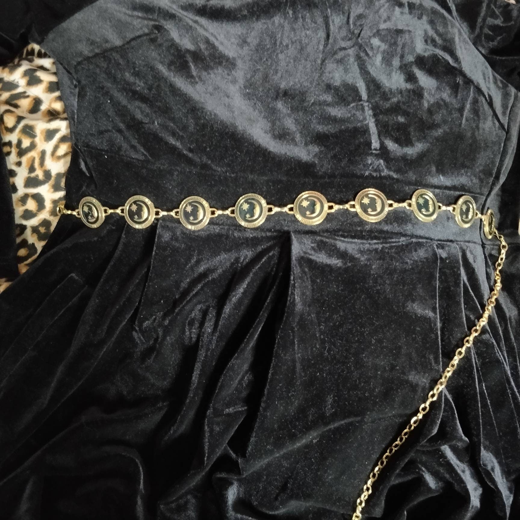Celestial Belt - Moon and Stars, Black and Gold- Whimsigoth 90s
