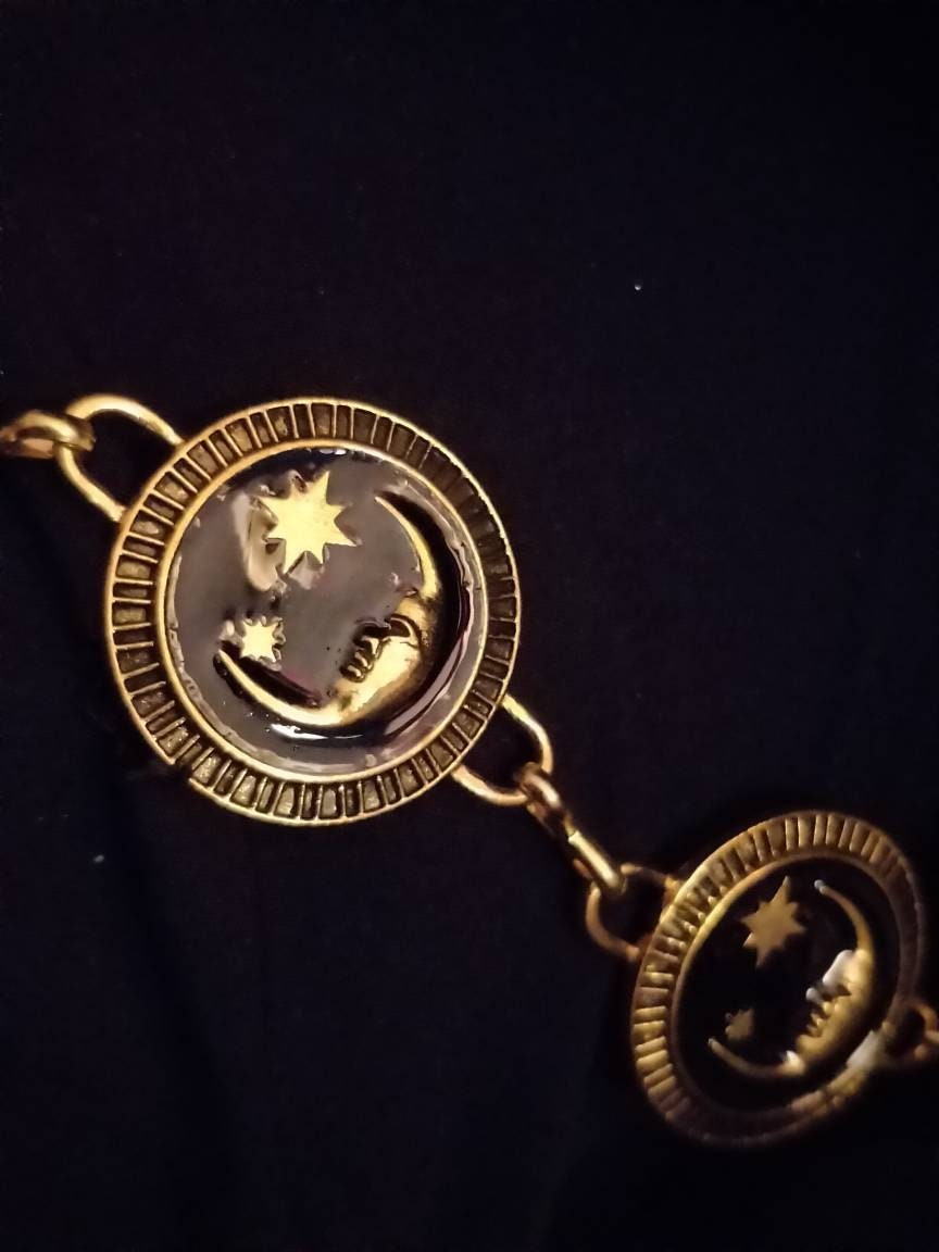 Celestial Belt - Moon and Stars, Black and Gold- Whimsigoth 90s