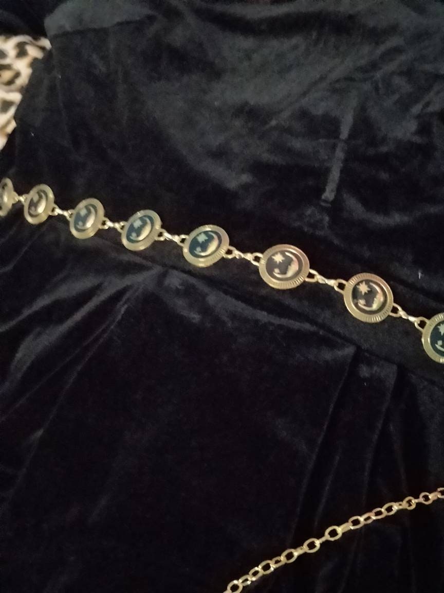 Celestial Belt - Moon and Stars, Black and Gold- Whimsigoth 90s
