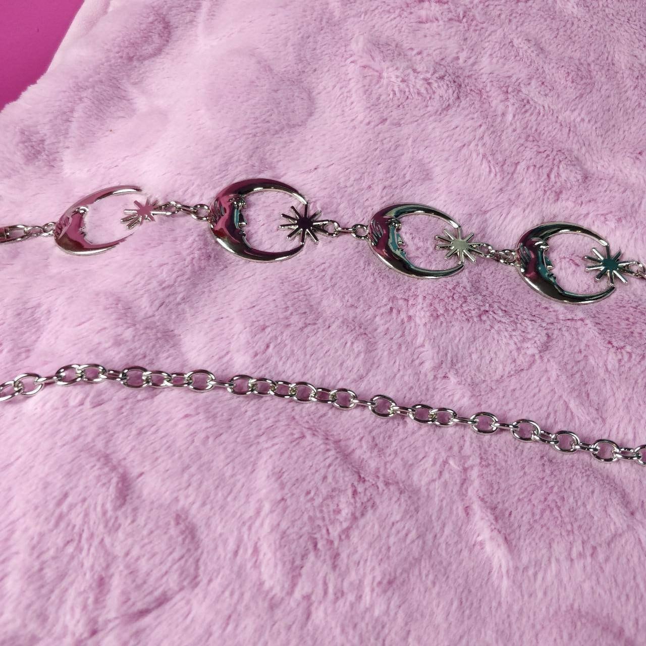 Celestial Belt - Moon and Stars Chain Belt/ Hippy Boho Bohemian RETRO 90S moon waist chain in GOLD//SILVER wedding sash dainty