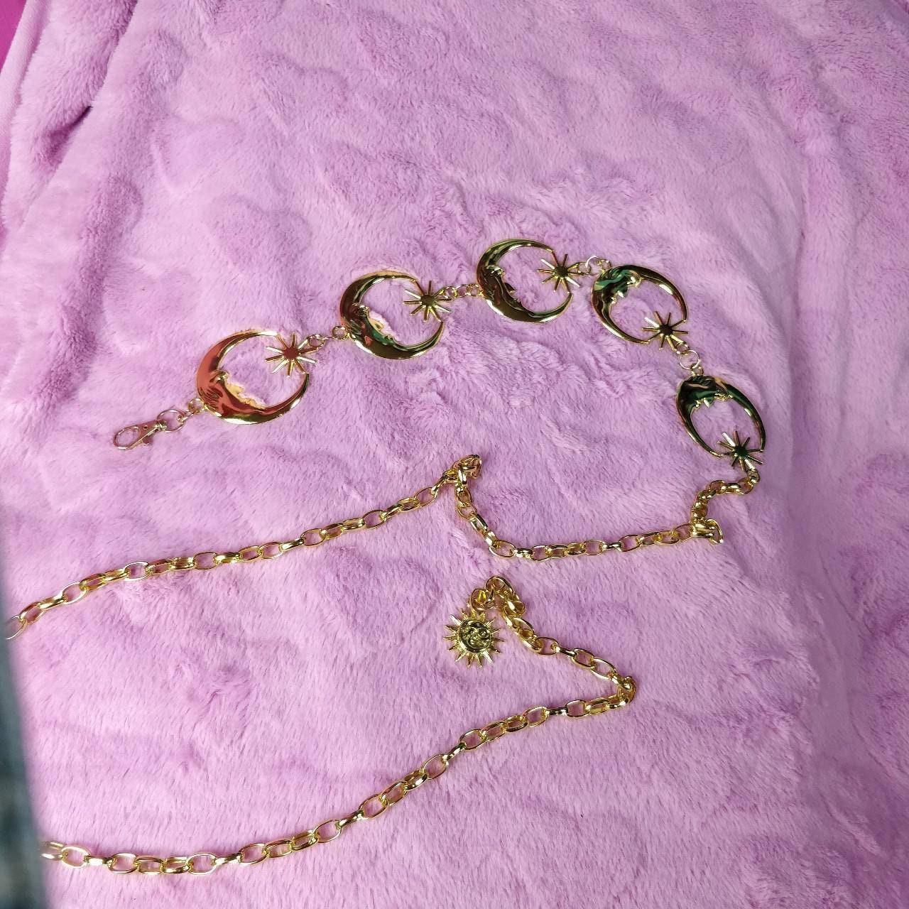 Celestial Belt/ Moon and Stars Chain Belt/ Hippy Boho Bohemian RETRO 90S silver moon waist chain// wedding sash- silver or gold