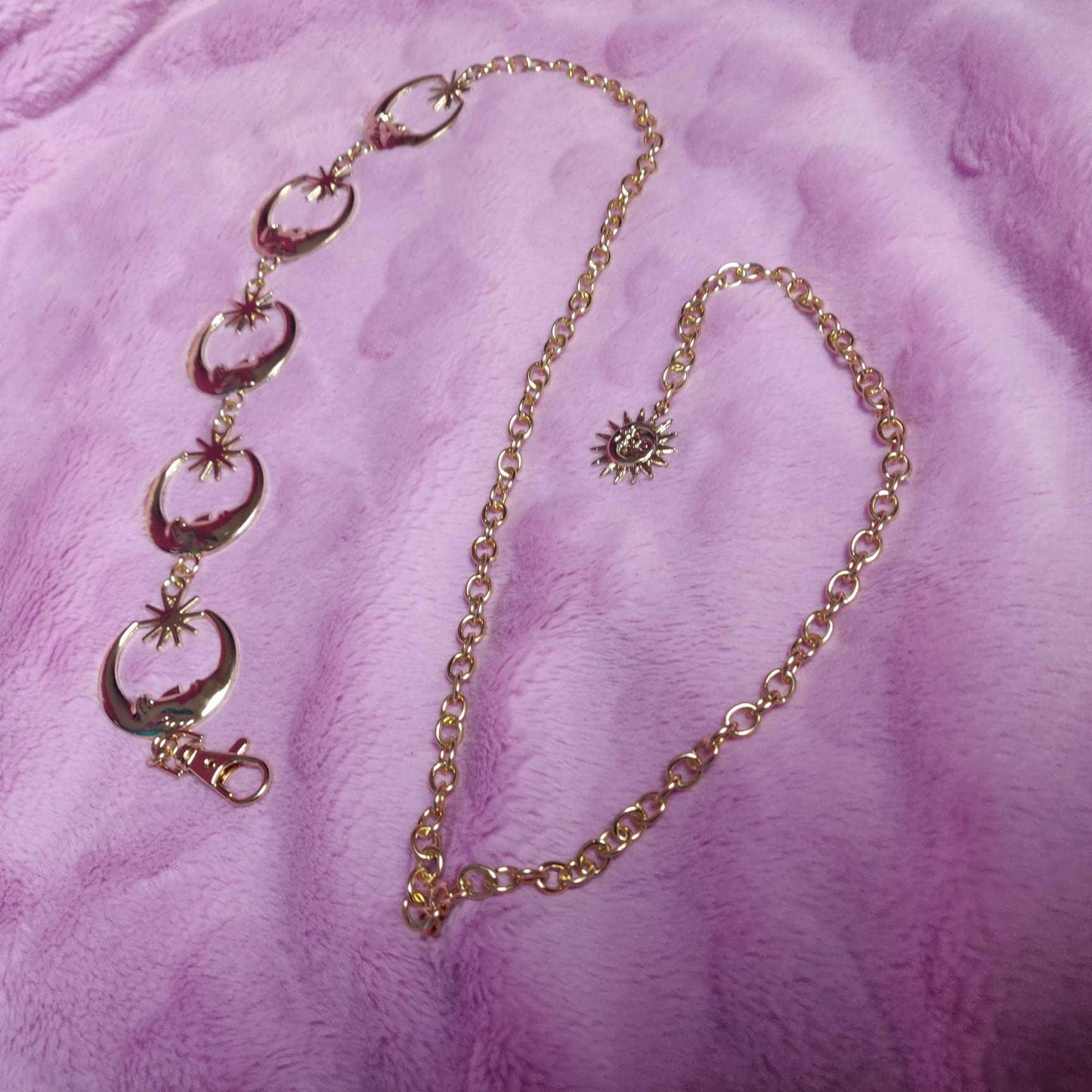 Celestial Belt - Moon and Stars Chain Belt/ Hippy Boho Bohemian RETRO 90S moon waist chain in GOLD//SILVER wedding sash dainty