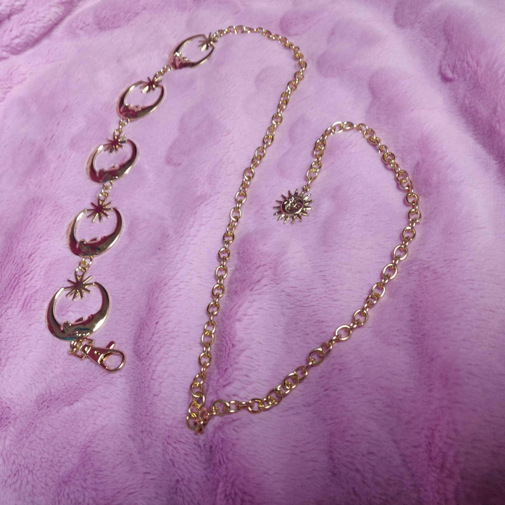 Celestial Belt - Moon and Stars Chain Belt/ Hippy Boho Bohemian RETRO 90S moon waist chain in GOLD//SILVER wedding sash dainty
