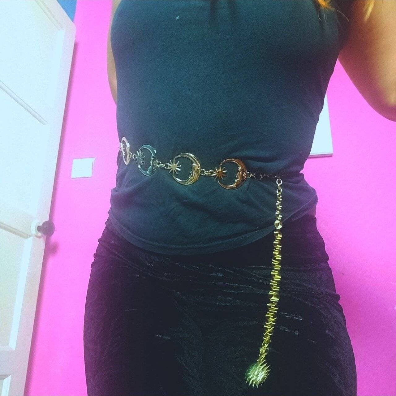 Celestial Belt - Moon and Stars Chain Belt/ Hippy Boho Bohemian RETRO 90S moon waist chain in GOLD//SILVER wedding sash dainty