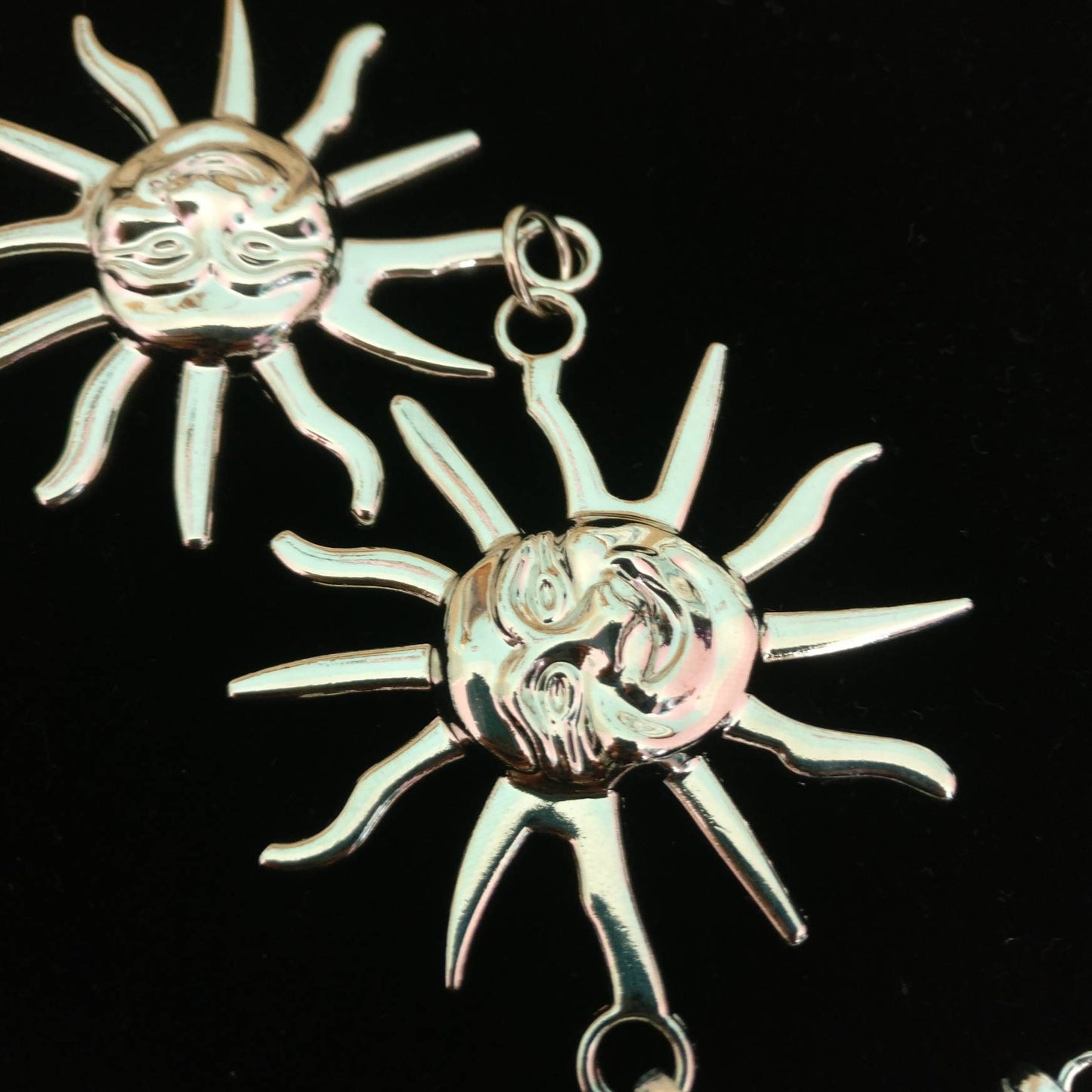 Celestial Belt/ Sun Chain Belt/ Hippy Boho Bohemian RETRO 90S silver Sun waist chain// wedding sash HOLLOW BACK Version
