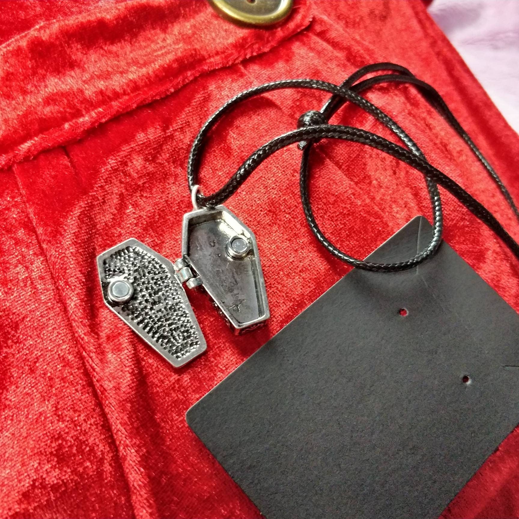 Coffin Necklace// gothic Locket / cobweb locket / crucifix locket