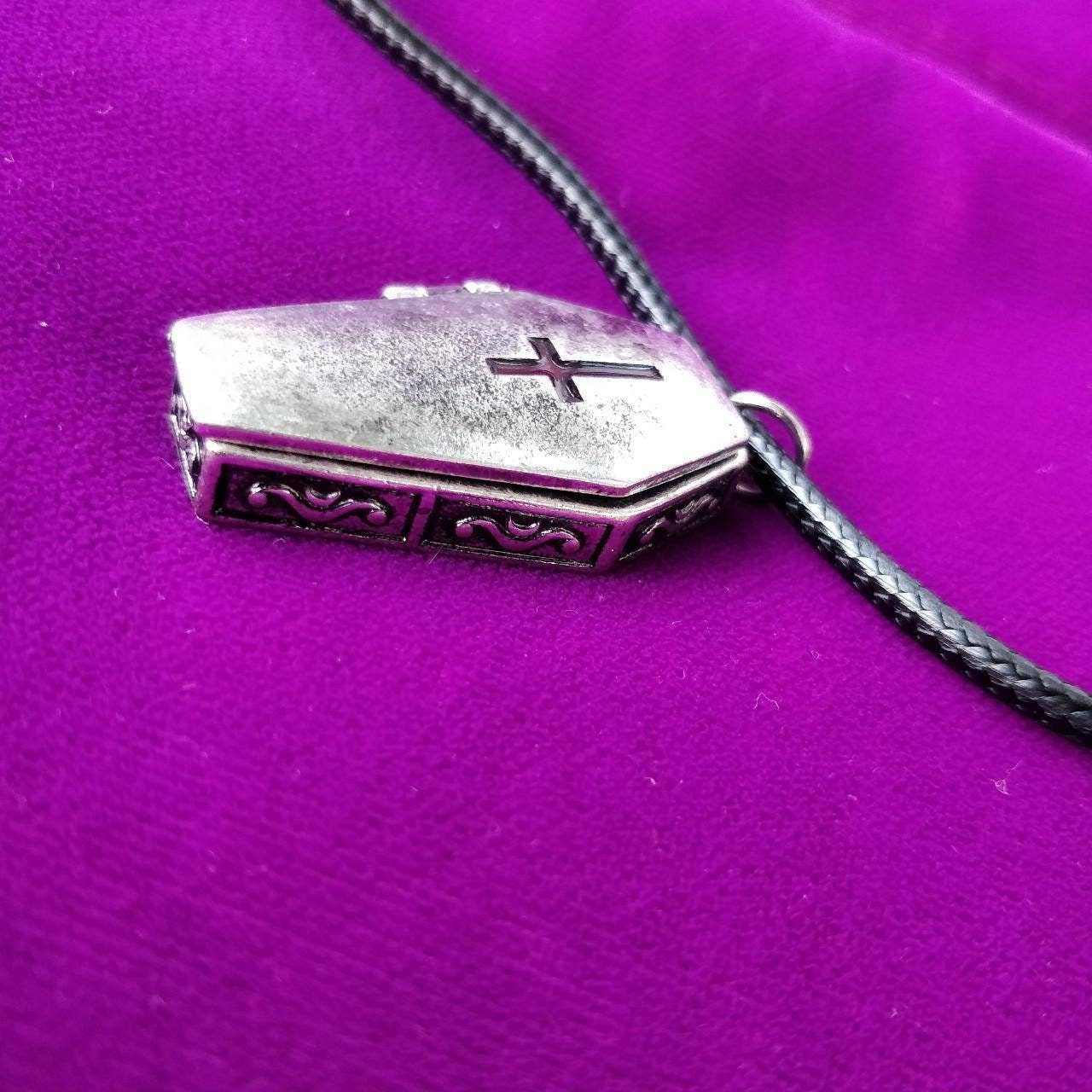 Coffin Necklace// gothic Locket / cobweb locket / crucifix locket