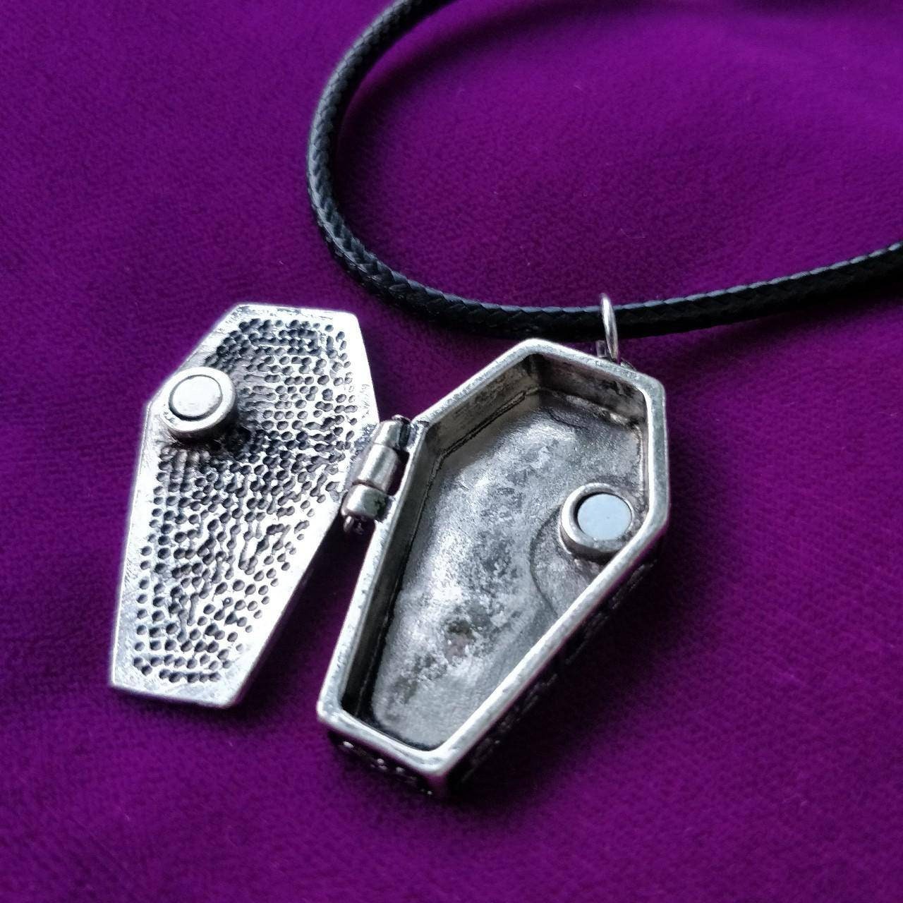 Coffin Necklace// gothic Locket / cobweb locket / crucifix locket