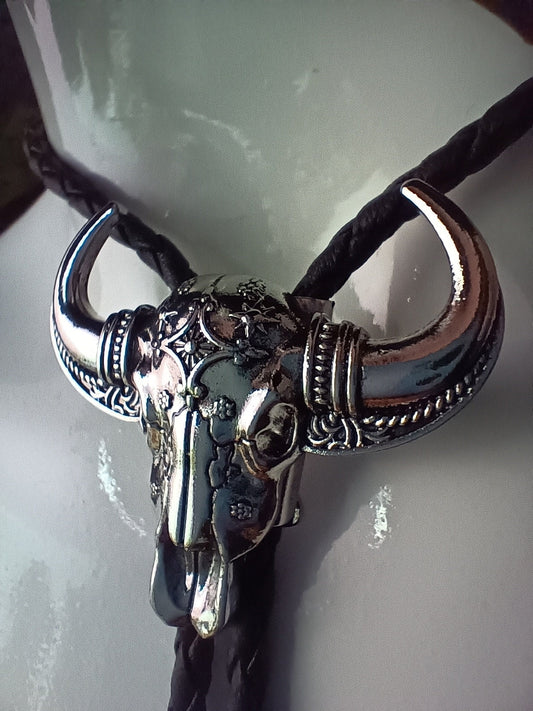 Cowboy Bolo Tie Longhorn Cow Skull