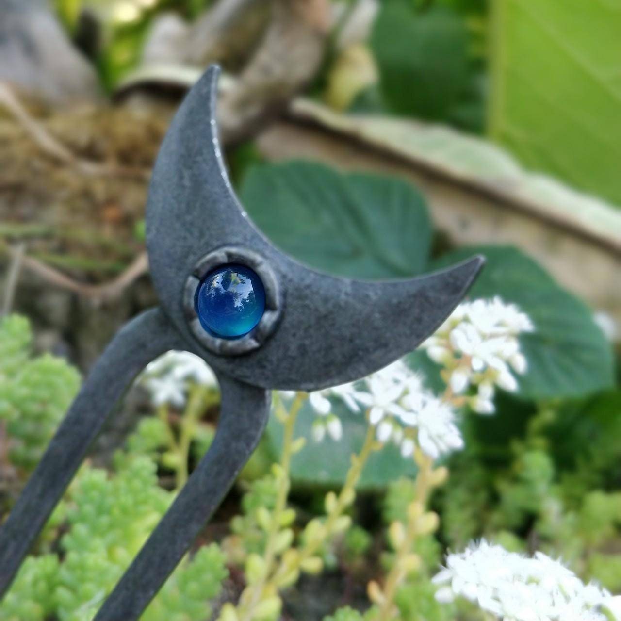 Crescent Moon Hair Stick Double Pronged