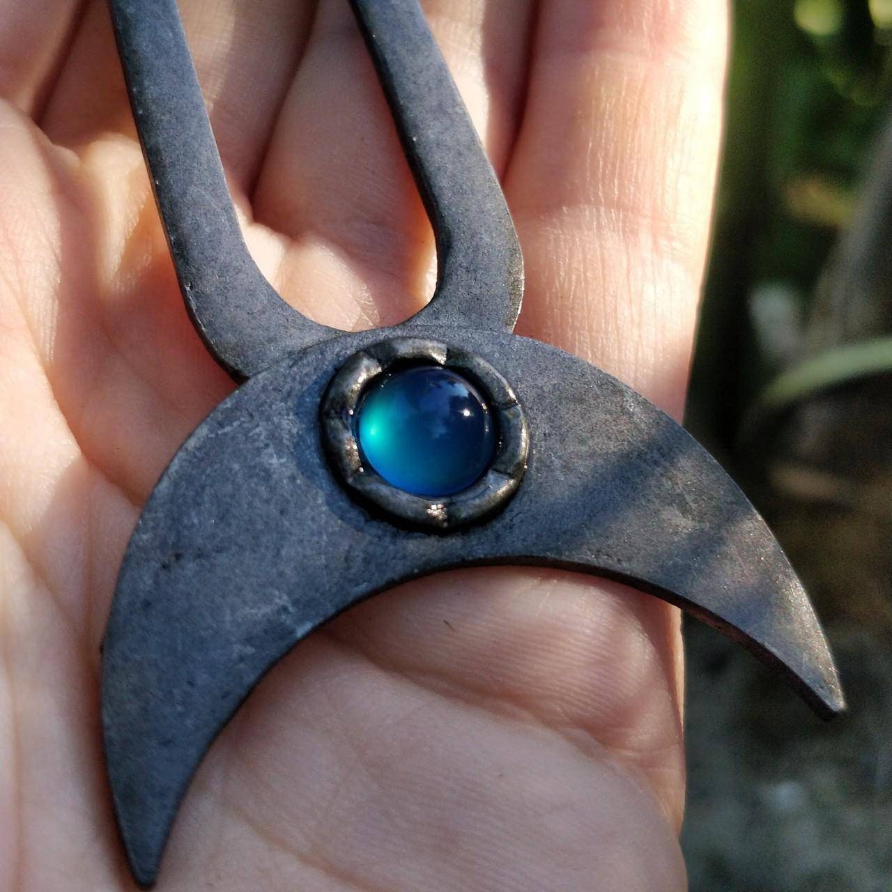Crescent Moon Hair Stick Double Pronged