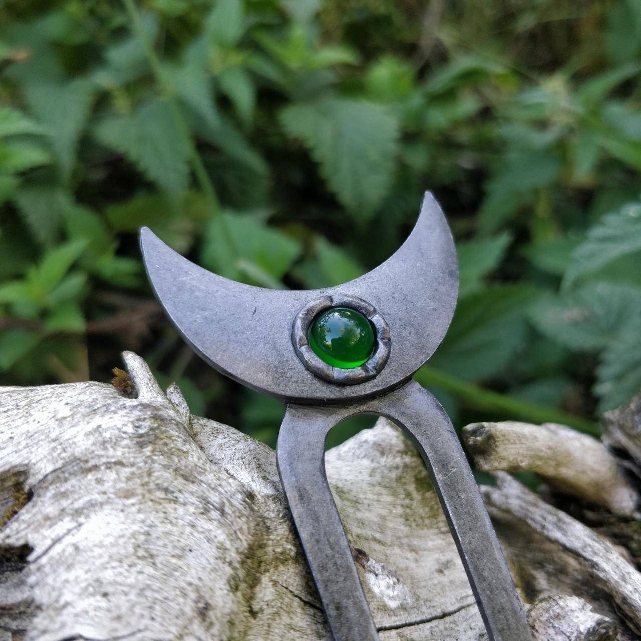 Crescent Moon Hair Stick Double Pronged