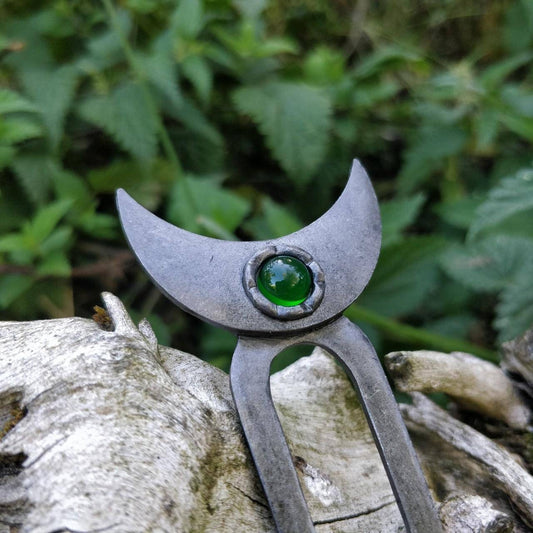 Crescent Moon Hair Stick Double Pronged