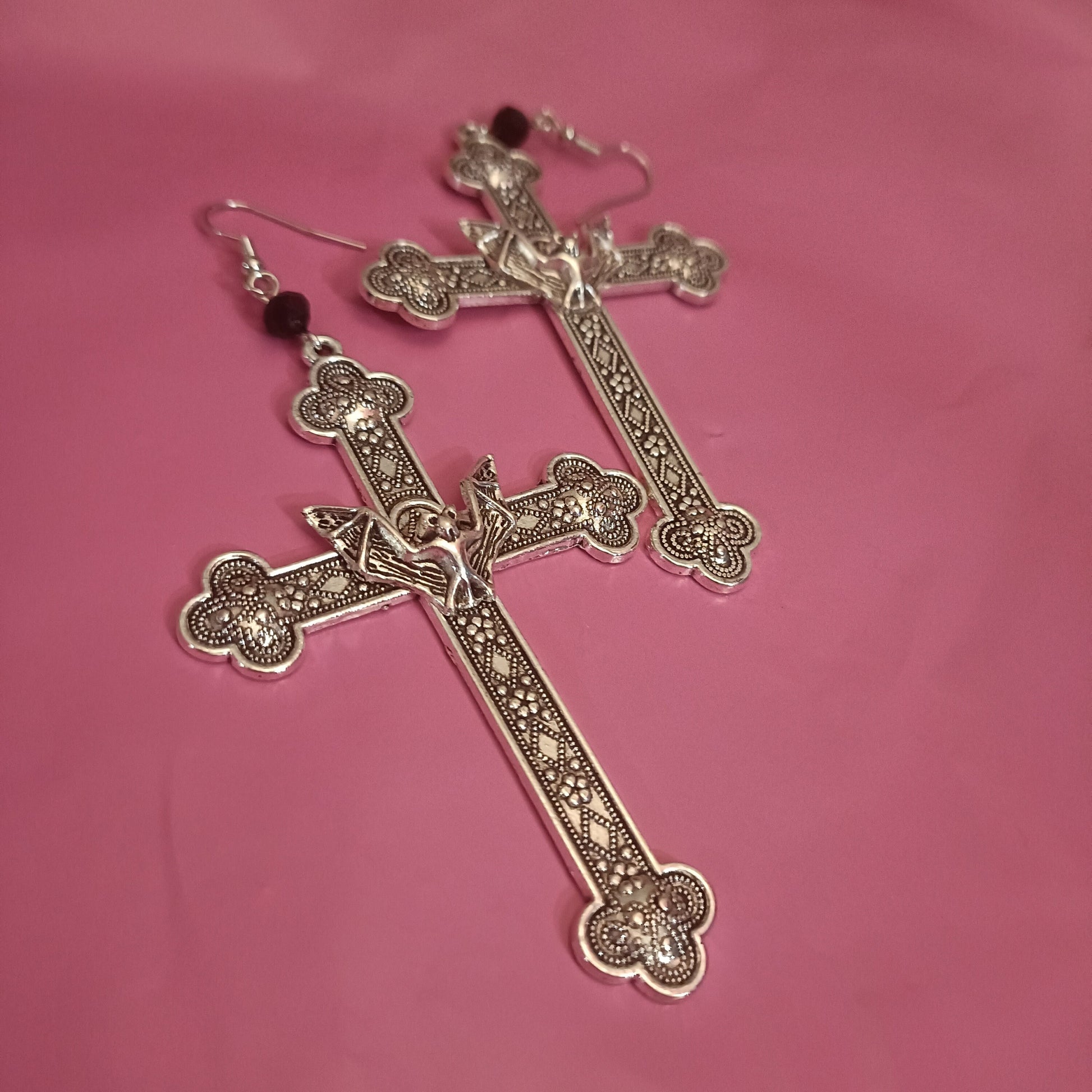 Crucifix Earrings with Bats