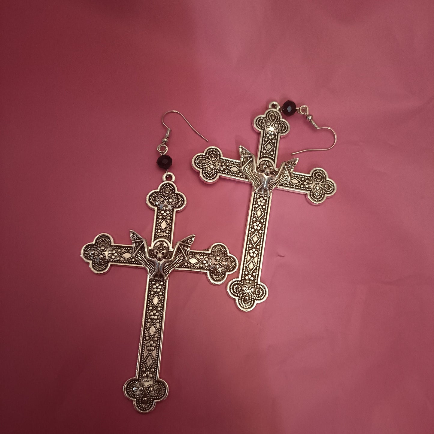 Crucifix Earrings with Bats